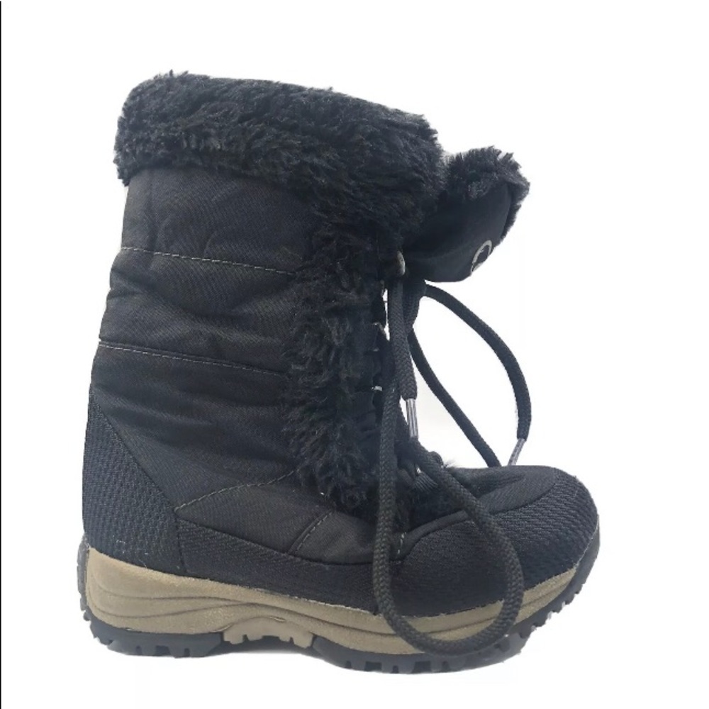 Kids Black Thermolite Winter Boots, Faux Fur Sz 11